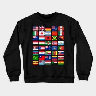 International Flags 40 World Countries Colorful Illustrations Crewneck Sweatshirt